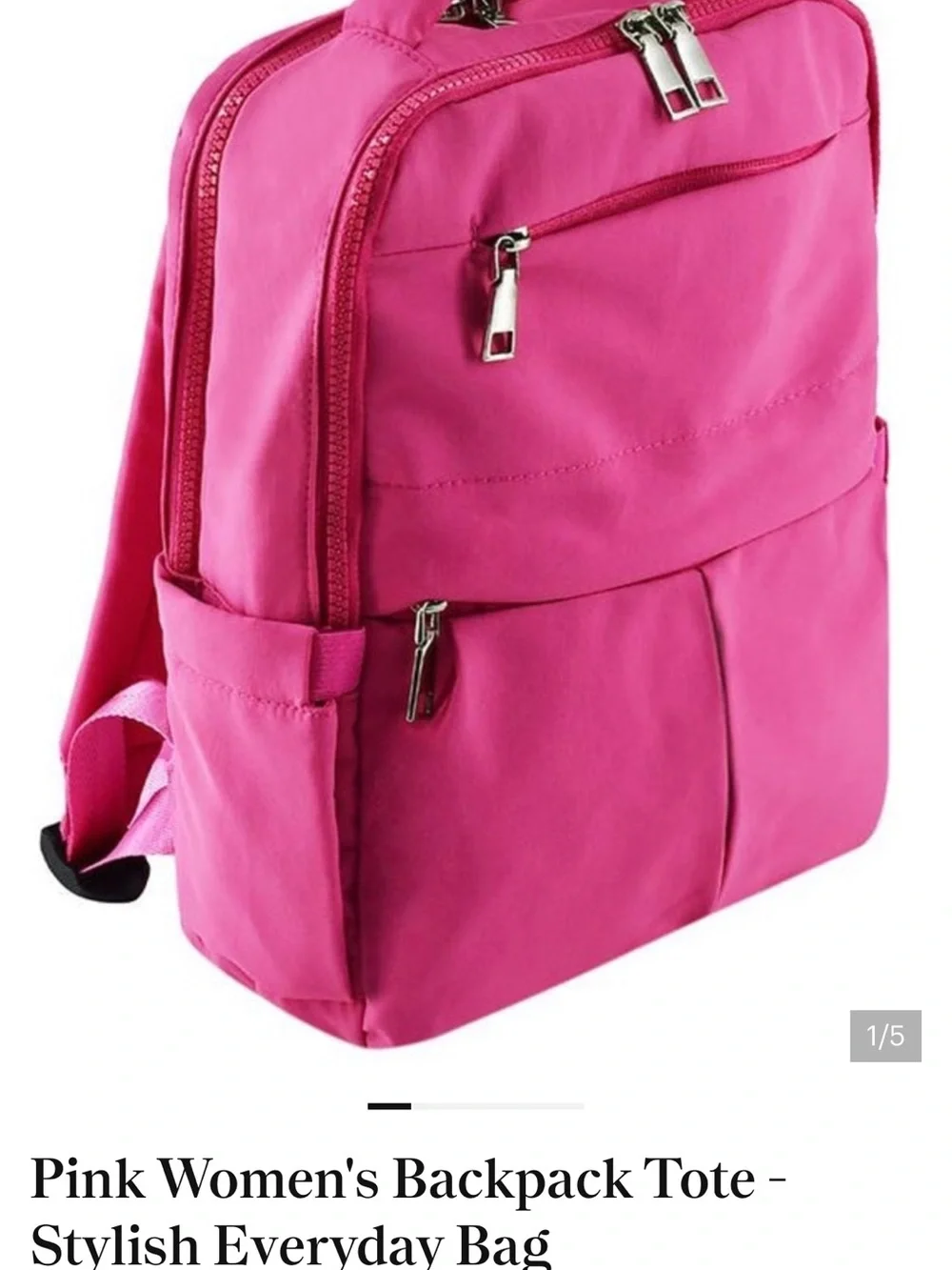 Women’s Pink Compact Backpack - Stylish Everyday Bag - Picture 2 of 2